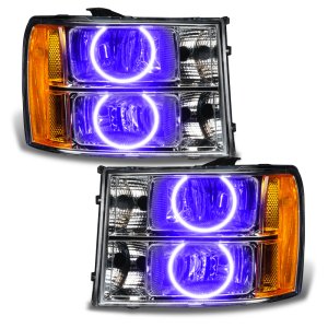 GMC Sierra Headlight Halo Kits - ORACLE Lighting - Pre-Assembled LED Halo, SMD Technology - UV/Purple - `07-`13